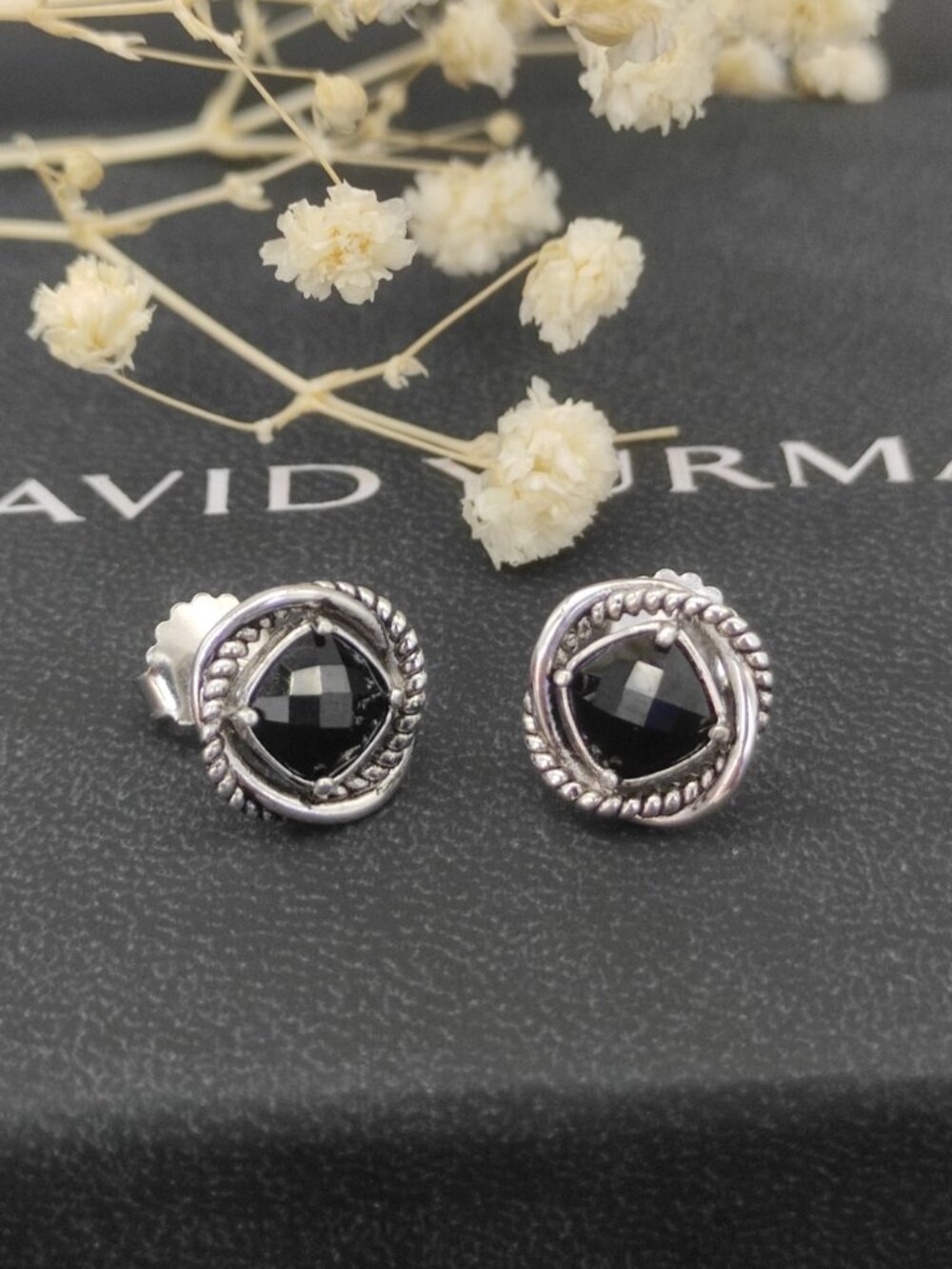 David Yurman 925 Silver Earrings with Original Pouch